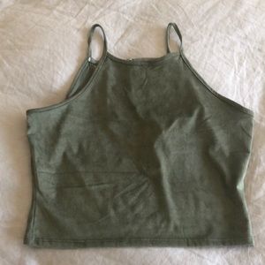 Faux suede green crop with detailed back